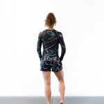 Black with swirls women's jiu jitsu rash guard
