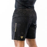 Black with gray no-gi jiu jitsu shorts
