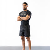 Black with gray no-gi jiu jitsu shorts