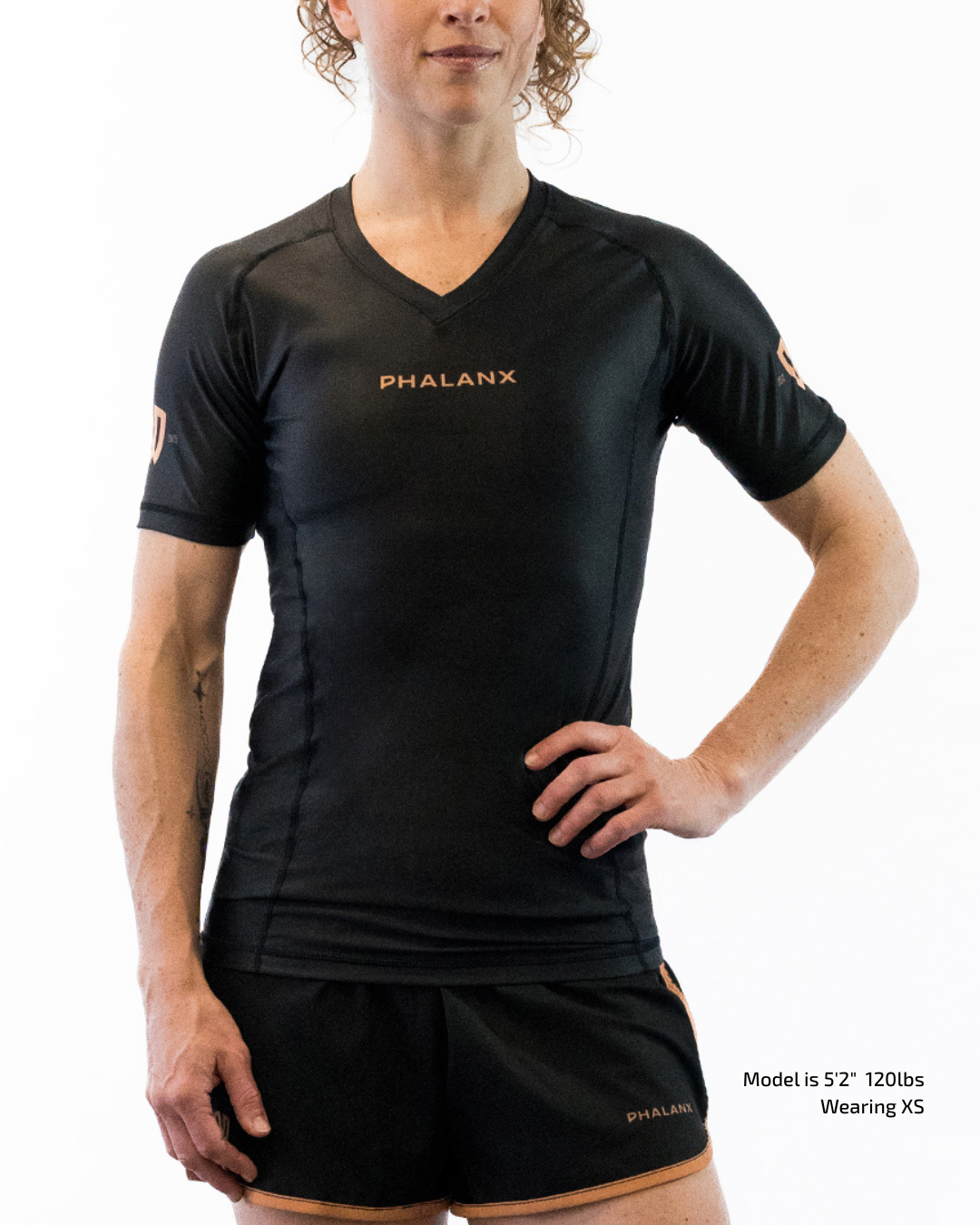 Phalanx Women's Jiu-jitsu BJJ short-sleeve rash guard is perfect for training jiu-jitsu, no-gi grappling, MMA—mixed martial arts, Brazilian Jiu-jitsu, wrestling, and judo. It is also perfect for no-gi JJ or gi jiu-jitsu, and it can be worn at Spartan Race, Tough Mudder, Yoga—all athletics!