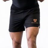 Black and gold no-gi jiu jitsu shorts
