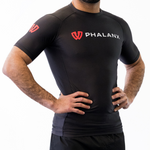 Phalanx Jiu-jitsu BJJ short-sleeve rash guard is perfect for training jiu-jitsu, no-gi grappling, MMA—mixed martial arts, Brazilian Jiu-jitsu, wrestling, and judo. It is also perfect for no-gi JJ or gi jiu-jitsu, and it can be worn at Spartan Race, Tough Mudder, Yoga—all athletics!