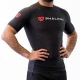 Phalanx Jiu-jitsu BJJ short-sleeve rash guard is perfect for training jiu-jitsu, no-gi grappling, MMA—mixed martial arts, Brazilian Jiu-jitsu, wrestling, and judo. It is also perfect for no-gi JJ or gi jiu-jitsu, and it can be worn at Spartan Race, Tough Mudder, Yoga—all athletics!