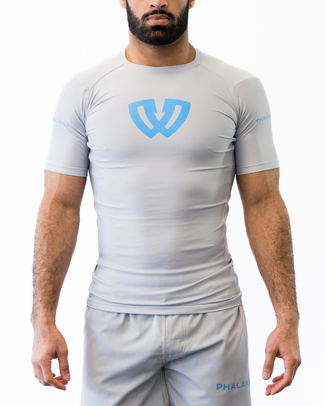 Phalanx Jiu-jitsu BJJ short-sleeve rash guard is perfect for training jiu-jitsu, no-gi grappling, MMA—mixed martial arts, Brazilian Jiu-jitsu, wrestling, and judo. It is also perfect for no-gi JJ or gi jiu-jitsu, and it can be worn at Spartan Race, Tough Mudder, Yoga—all athletics!