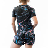 Black with swirls women's jiu jitsu rash guard