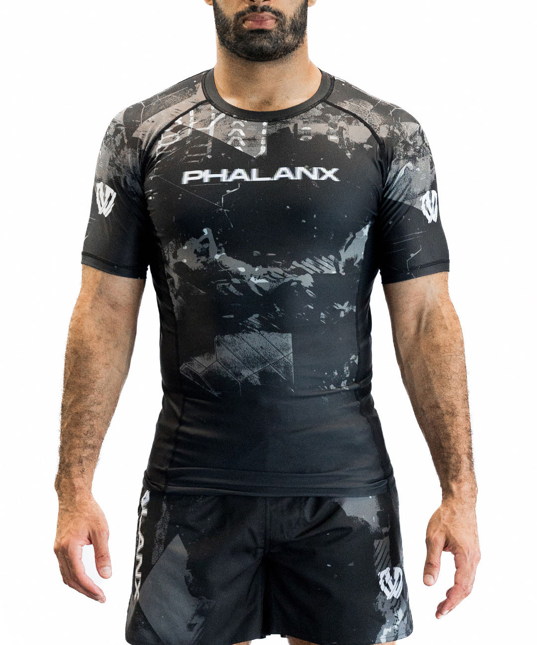 GLITCH NOIR SHORT-SLEEVE RASH GUARD