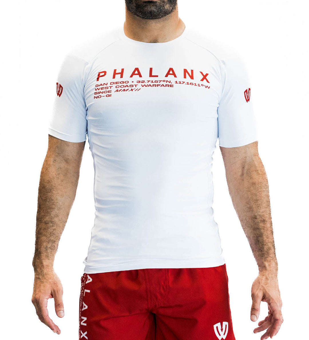WEST COAST WARFARE RASH GUARD | WHITE & RED