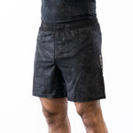 Black with gray no-gi jiu jitsu shorts
