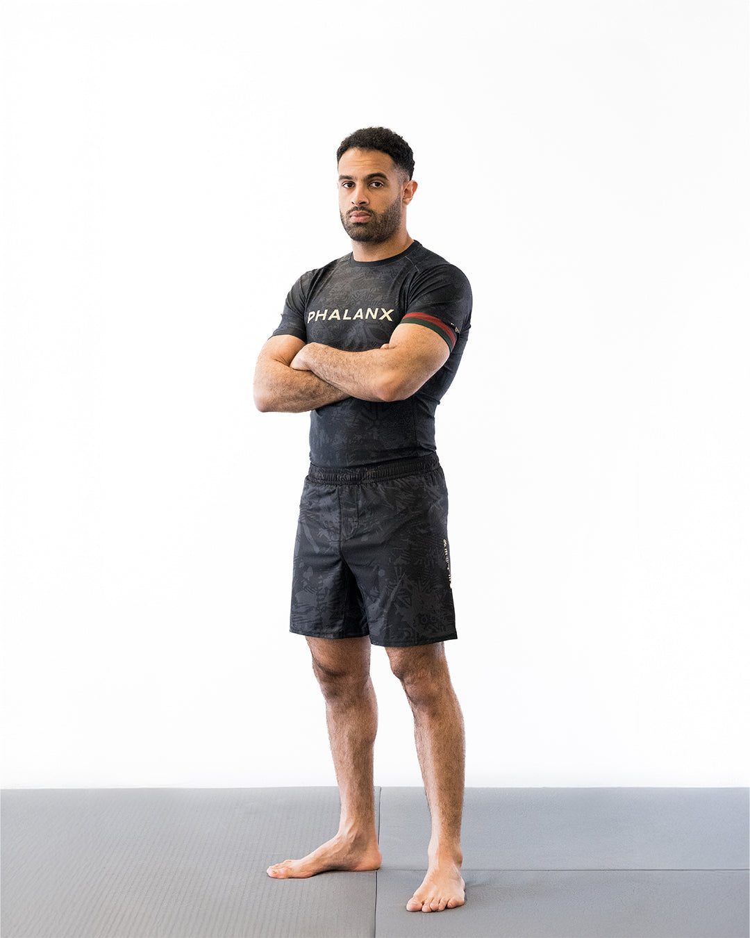 Black with gray no-gi jiu jitsu shorts