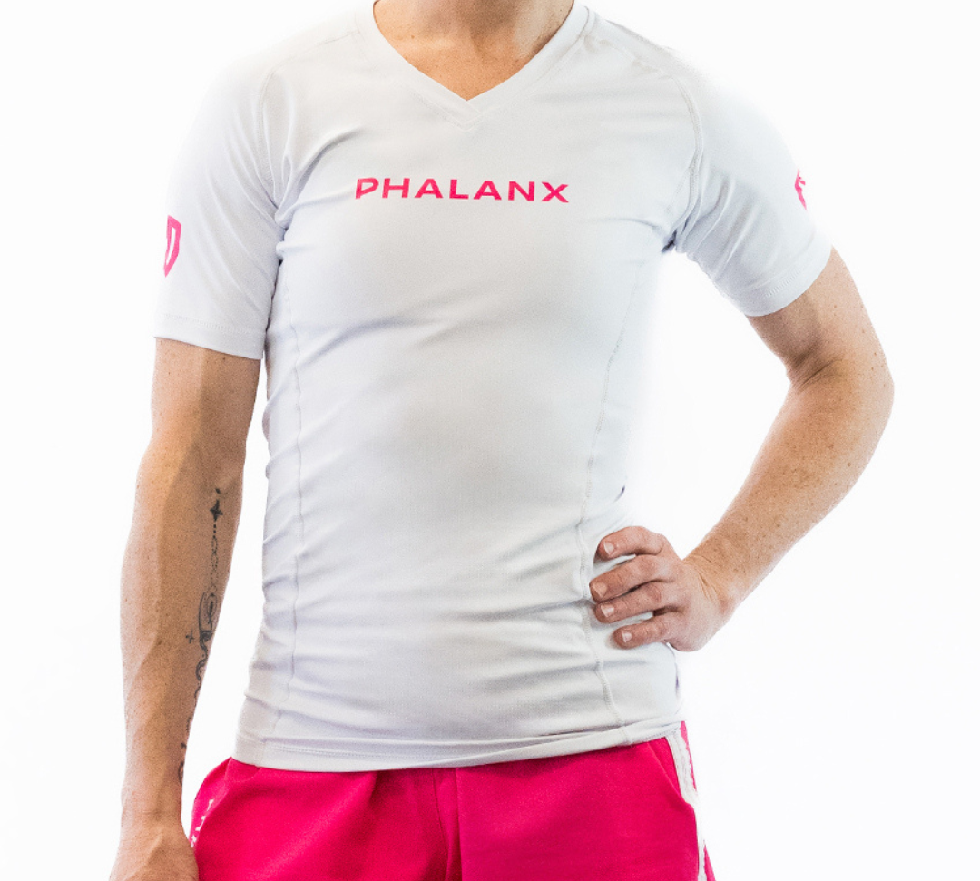 Phalanx Women's Jiu-jitsu BJJ short-sleeve rash guard is perfect for training jiu-jitsu, no-gi grappling, MMA—mixed martial arts, Brazilian Jiu-jitsu, wrestling, and judo. It is also perfect for no-gi JJ or gi jiu-jitsu, and it can be worn at Spartan Race, Tough Mudder, Yoga—all athletics!