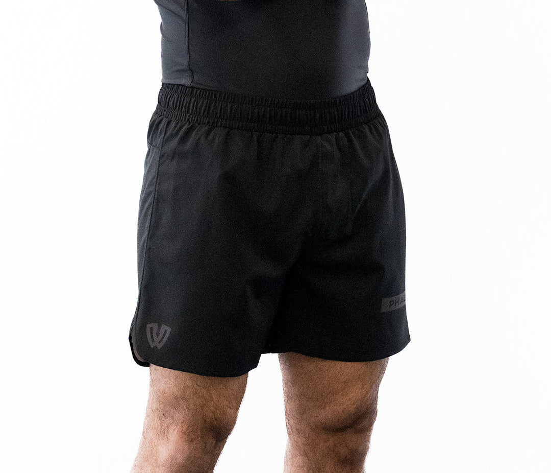 Black Phalanx jiu jitsu shorts with gray accents
