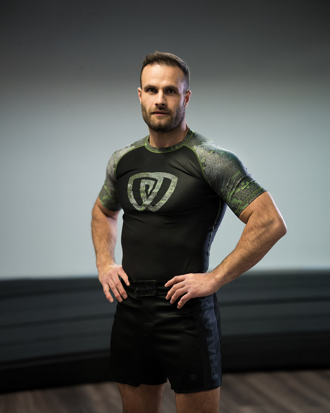 phalanx bjj rash guard for jiu jitsu and mma, perfect for no gi JJ or gi jiujitsu, short sleeve rashguard, wear at Spartan Race, Tough Mudder, Yoga - all athletics!