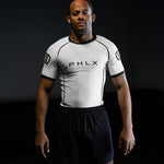 phalanx bjj rash guard for jiu jitsu and mma, perfect for no gi JJ or gi jiujitsu, short sleeve rashguard, wear at Spartan Race, Tough Mudder, Yoga - all athletics!
