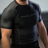 phalanx bjj rash guard for jiu jitsu and mma, perfect for no gi JJ or gi jiujitsu, short sleeve rashguard, wear at Spartan Race, Tough Mudder, Yoga - all athletics!