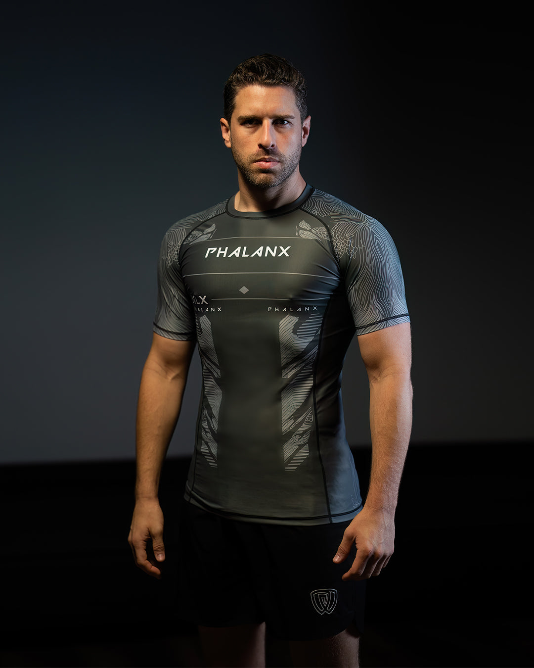 phalanx bjj rash guard for jiu jitsu and mma, perfect for no gi JJ or gi jiujitsu, short sleeve rashguard, wear at Spartan Race, Tough Mudder, Yoga - all athletics!
