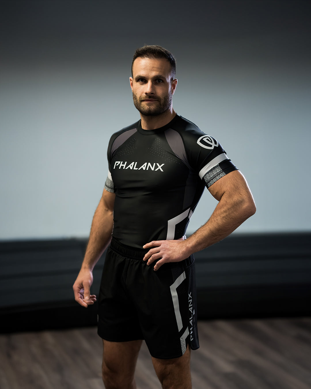 phalanx bjj rash guard for jiu jitsu and mma, perfect for no gi JJ or gi jiujitsu, short sleeve rashguard, wear at Spartan Race, Tough Mudder, Yoga - all athletics!