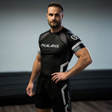 phalanx bjj rash guard for jiu jitsu and mma, perfect for no gi JJ or gi jiujitsu, short sleeve rashguard, wear at Spartan Race, Tough Mudder, Yoga - all athletics!