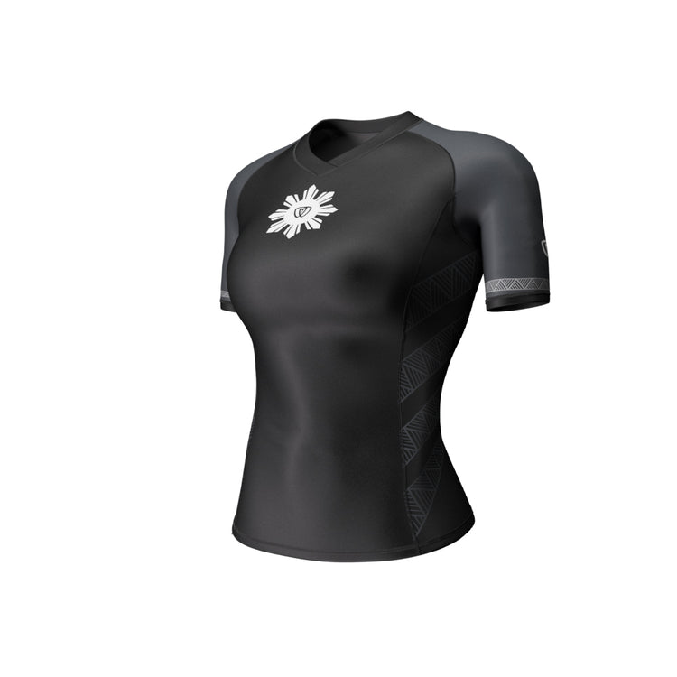 phalanx bjj women rash guard for female jiu jitsu and mma, perfect for women's no gi JJ or gi jiujitsu, short sleeve ladies rashguard, wear at Spartan Race, Tough Mudder, Yoga - all athletics!