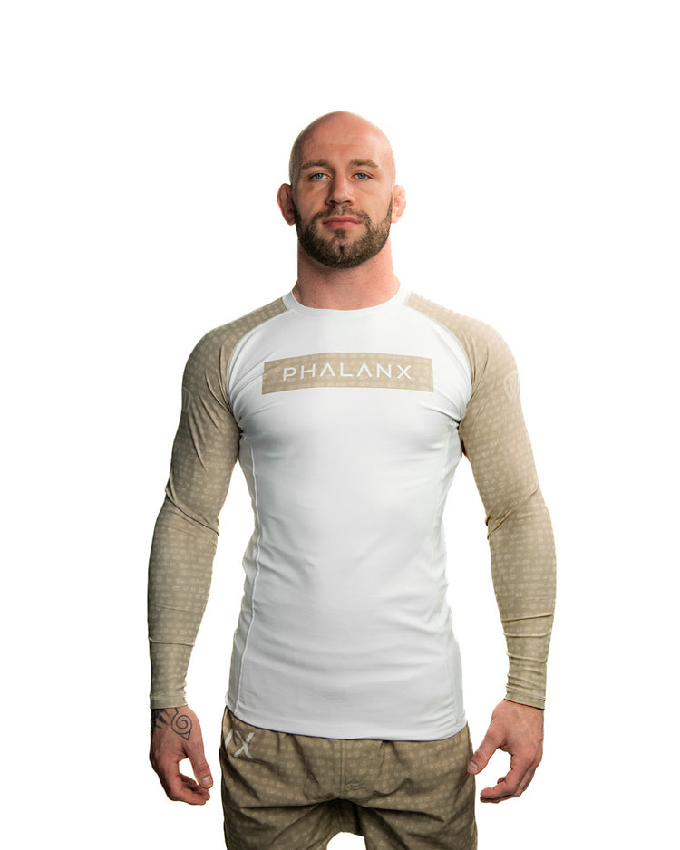 phalanx bjj rash guard for jiu jitsu and mma, perfect for no gi JJ or gi jiujitsu, long sleeve rashguard, wear at Spartan Race, Tough Mudder, Yoga - all athletics!