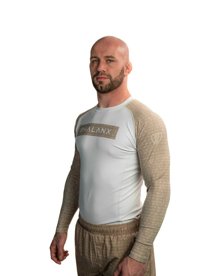 phalanx bjj rash guard for jiu jitsu and mma, perfect for no gi JJ or gi jiujitsu, long sleeve rashguard, wear at Spartan Race, Tough Mudder, Yoga - all athletics!
