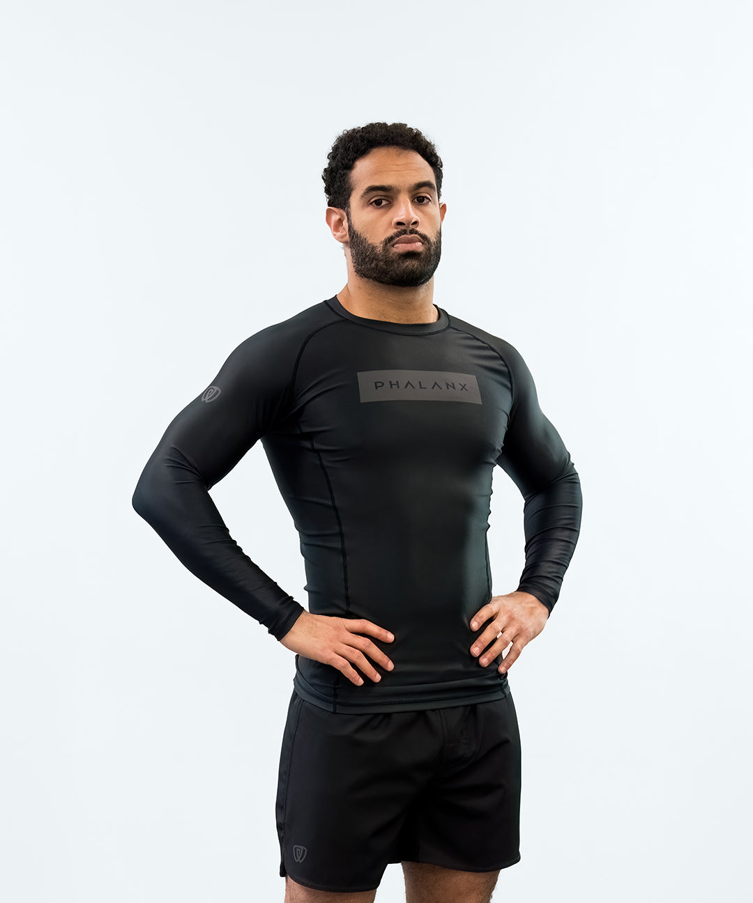 Phalanx Jiu-jitsu BJJ long-sleeve rash guard is perfect for training jiu-jitsu, no-gi grappling, MMA—mixed martial arts, Brazilian Jiu-jitsu, wrestling, and judo. It is also perfect for no-gi JJ or gi jiu-jitsu, and it can be worn at Spartan Race, Tough Mudder, Yoga—all athletics!