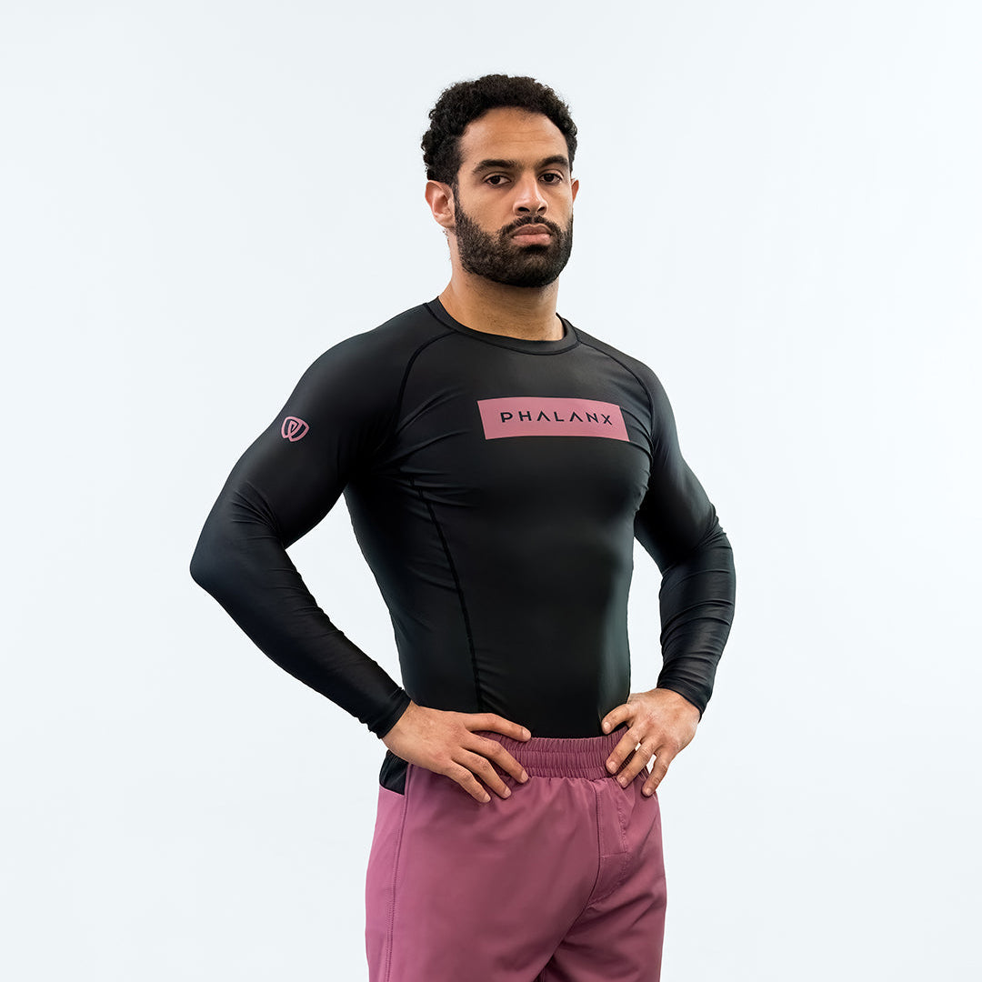 Phalanx Jiu-jitsu BJJ long-sleeve rash guard is perfect for training jiu-jitsu, no-gi grappling, MMA—mixed martial arts, Brazilian Jiu-jitsu, wrestling, and judo. It is also perfect for no-gi JJ or gi jiu-jitsu, and it can be worn at Spartan Race, Tough Mudder, Yoga—all athletics!