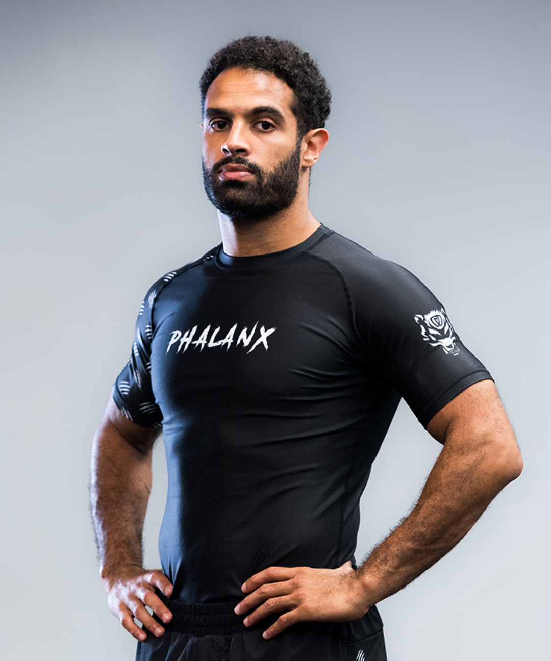 phalanx bjj rash guard for jiu jitsu and mma, perfect for no gi JJ or gi jiujitsu, short sleeve rashguard, wear at Spartan Race, Tough Mudder, Yoga - all athletics!