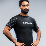 phalanx bjj rash guard for jiu jitsu and mma, perfect for no gi JJ or gi jiujitsu, short sleeve rashguard, wear at Spartan Race, Tough Mudder, Yoga - all athletics!
