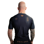 phalanx bjj rash guard for jiu jitsu and mma, perfect for no gi JJ or gi jiujitsu, short sleeve rashguard, wear at Spartan Race, Tough Mudder, Yoga - all athletics!
