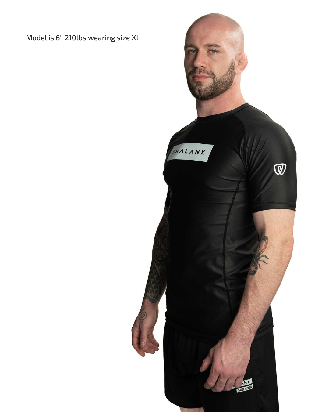 phalanx bjj rash guard for jiu jitsu and mma, perfect for no gi JJ or gi jiujitsu, short sleeve rashguard, wear at Spartan Race, Tough Mudder, Yoga - all athletics!