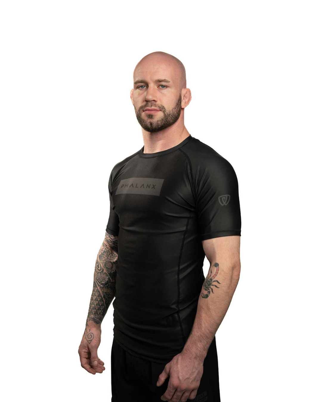 phalanx bjj rash guard for jiu jitsu and mma, perfect for no gi JJ or gi jiujitsu, short sleeve rashguard, wear at Spartan Race, Tough Mudder, Yoga - all athletics!