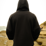 Phalanx Jiu Jitsu premium black oversized hoodie with ranked print, fully enclosed front pocket & patchwork. Made from uniquely sourced premium French terry fabric. High-level Brazilian Jiu-jitsu athletic apparel, the best brand in No Gi.