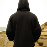Phalanx Jiu Jitsu premium black oversized hoodie with ranked print, fully enclosed front pocket & patchwork. Made from uniquely sourced premium French terry fabric. High-level Brazilian Jiu-jitsu athletic apparel, the best brand in No Gi.