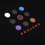 Phalanx Jiu Jitsu premium black oversized hoodie with ranked print, fully enclosed front pocket & patchwork. Made from uniquely sourced premium French terry fabric. High-level Brazilian Jiu-jitsu athletic apparel, the best brand in No Gi.