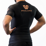 Phalanx Jiu-jitsu BJJ short-sleeve rash guard is perfect for training jiu-jitsu, no-gi grappling, MMA—mixed martial arts, Brazilian Jiu-jitsu, wrestling, and judo. It is also perfect for no-gi JJ or gi jiu-jitsu, and it can be worn at Spartan Race, Tough Mudder, Yoga—all athletics!