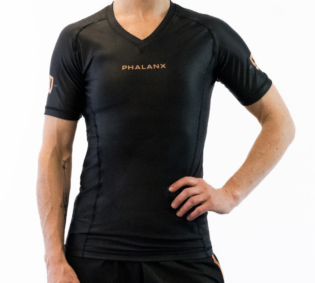 Phalanx Women's Jiu-jitsu BJJ short-sleeve rash guard is perfect for training jiu-jitsu, no-gi grappling, MMA—mixed martial arts, Brazilian Jiu-jitsu, wrestling, and judo. It is also perfect for no-gi JJ or gi jiu-jitsu, and it can be worn at Spartan Race, Tough Mudder, Yoga—all athletics!