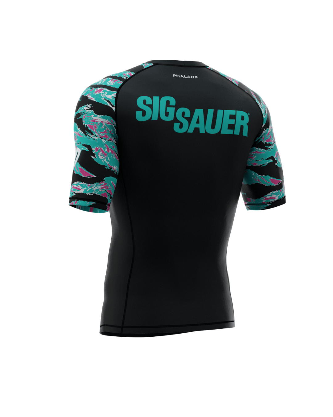 Phalanx x Sig Sauer bjj rash guard for jiu jitsu and mma, perfect for no gi JJ or gi jiujitsu, short sleeve rashguard, wear at Spartan Race, Tough Mudder, Yo