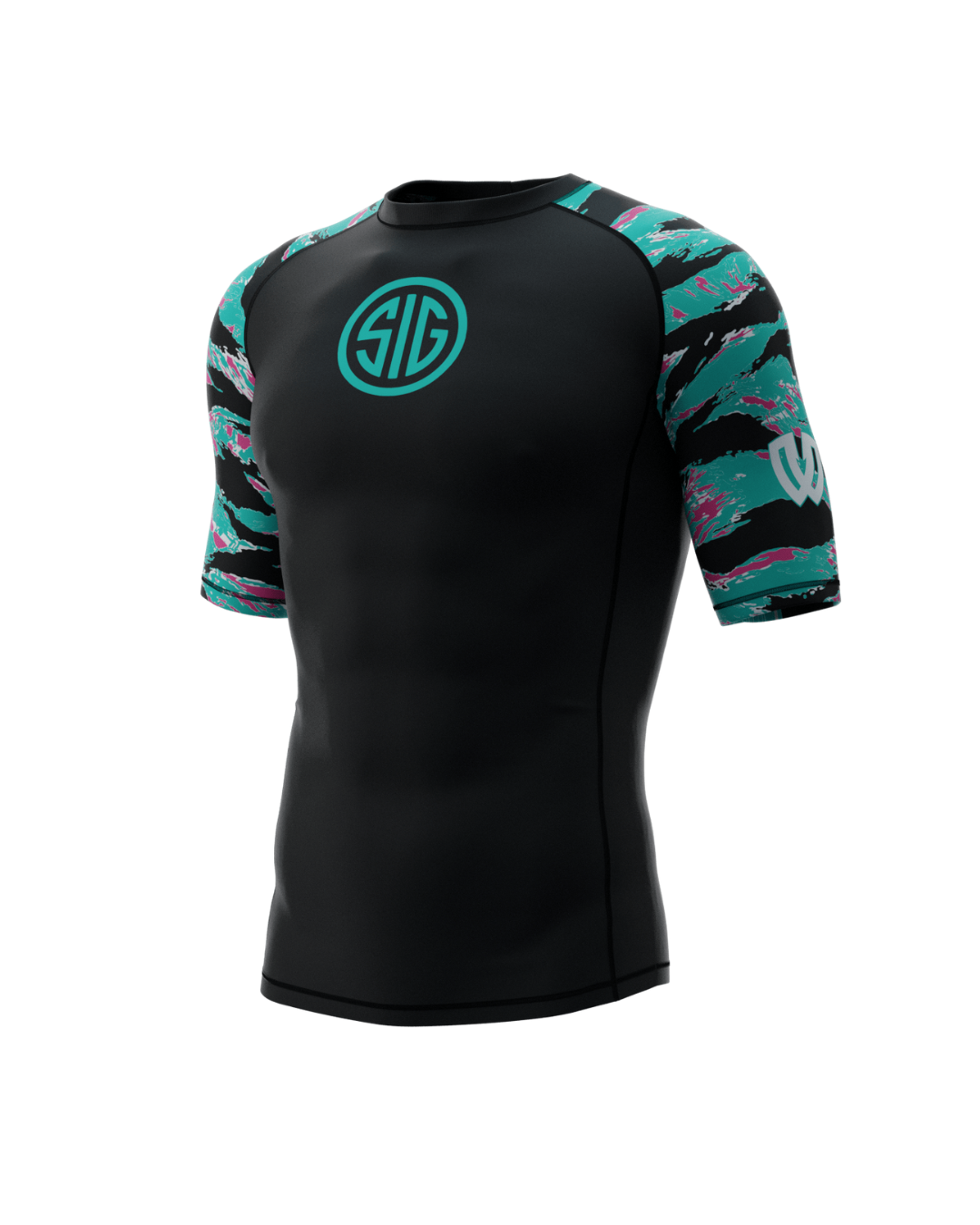 Phalanx x Sig Sauer bjj rash guard for jiu jitsu and mma, perfect for no gi JJ or gi jiujitsu, short sleeve rashguard, wear at Spartan Race, Tough Mudder, Yo