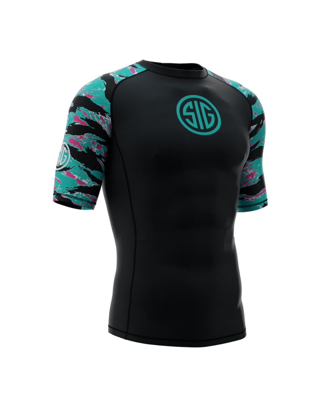 Phalanx x Sig Sauer bjj rash guard for jiu jitsu and mma, perfect for no gi JJ or gi jiujitsu, short sleeve rashguard, wear at Spartan Race, Tough Mudder, Yo