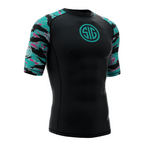 Phalanx x Sig Sauer bjj rash guard for jiu jitsu and mma, perfect for no gi JJ or gi jiujitsu, short sleeve rashguard, wear at Spartan Race, Tough Mudder, Yo