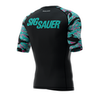 Phalanx x Sig Sauer bjj rash guard for jiu jitsu and mma, perfect for no gi JJ or gi jiujitsu, short sleeve rashguard, wear at Spartan Race, Tough Mudder, Yo