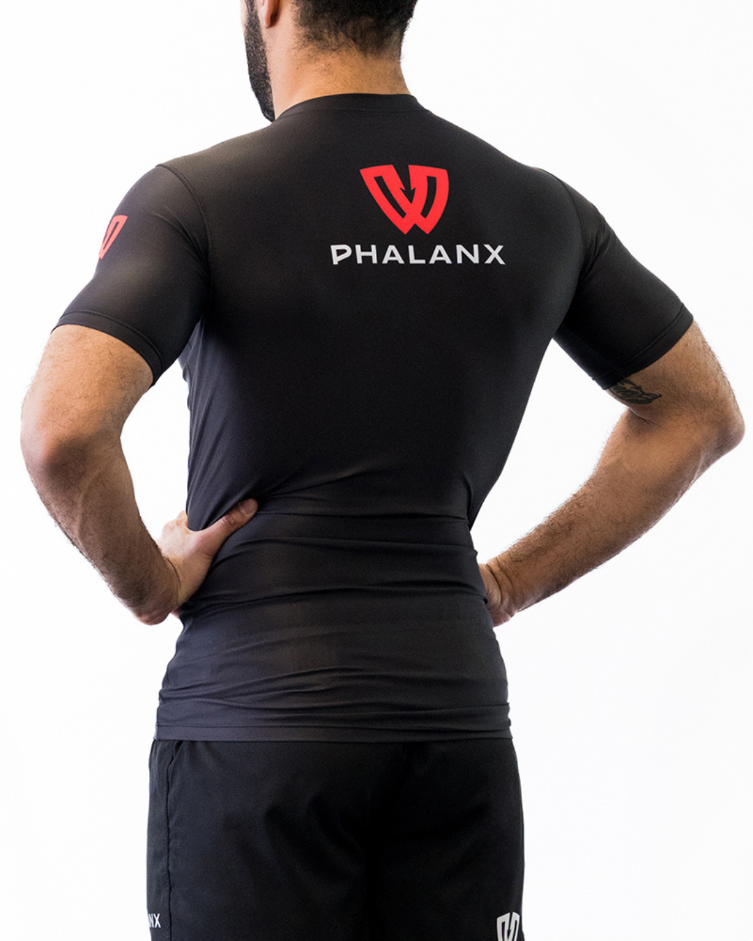 Phalanx Jiu-jitsu BJJ short-sleeve rash guard is perfect for training jiu-jitsu, no-gi grappling, MMA—mixed martial arts, Brazilian Jiu-jitsu, wrestling, and judo. It is also perfect for no-gi JJ or gi jiu-jitsu, and it can be worn at Spartan Race, Tough Mudder, Yoga—all athletics!