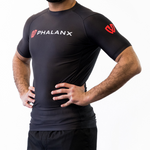 Phalanx Jiu-jitsu BJJ short-sleeve rash guard is perfect for training jiu-jitsu, no-gi grappling, MMA—mixed martial arts, Brazilian Jiu-jitsu, wrestling, and judo. It is also perfect for no-gi JJ or gi jiu-jitsu, and it can be worn at Spartan Race, Tough Mudder, Yoga—all athletics!