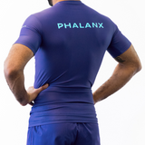 Phalanx Jiu-jitsu BJJ short-sleeve rash guard is perfect for training jiu-jitsu, no-gi grappling, MMA—mixed martial arts, Brazilian Jiu-jitsu, wrestling, and judo. It is also perfect for no-gi JJ or gi jiu-jitsu, and it can be worn at Spartan Race, Tough Mudder, Yoga—all athletics!
