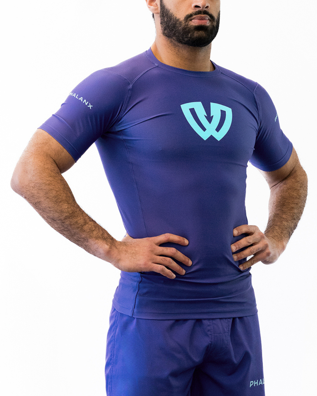 Phalanx Jiu-jitsu BJJ short-sleeve rash guard is perfect for training jiu-jitsu, no-gi grappling, MMA—mixed martial arts, Brazilian Jiu-jitsu, wrestling, and judo. It is also perfect for no-gi JJ or gi jiu-jitsu, and it can be worn at Spartan Race, Tough Mudder, Yoga—all athletics!