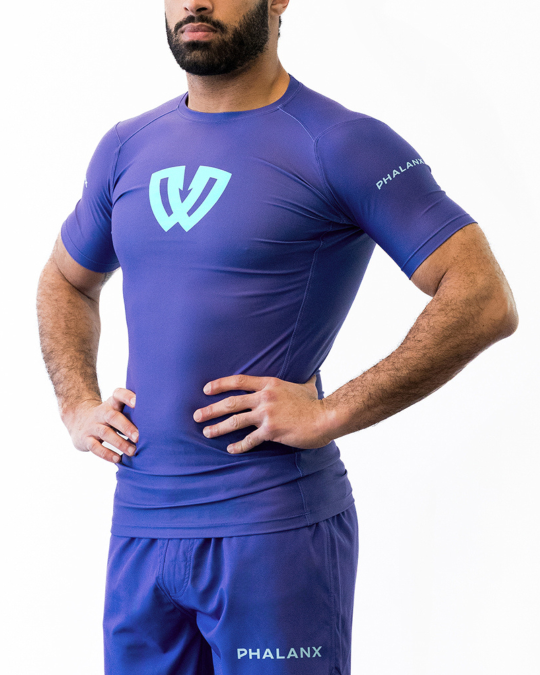 Phalanx Jiu-jitsu BJJ short-sleeve rash guard is perfect for training jiu-jitsu, no-gi grappling, MMA—mixed martial arts, Brazilian Jiu-jitsu, wrestling, and judo. It is also perfect for no-gi JJ or gi jiu-jitsu, and it can be worn at Spartan Race, Tough Mudder, Yoga—all athletics!