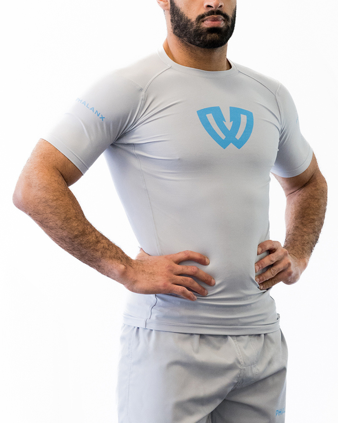 Phalanx Jiu-jitsu BJJ short-sleeve rash guard is perfect for training jiu-jitsu, no-gi grappling, MMA—mixed martial arts, Brazilian Jiu-jitsu, wrestling, and judo. It is also perfect for no-gi JJ or gi jiu-jitsu, and it can be worn at Spartan Race, Tough Mudder, Yoga—all athletics!