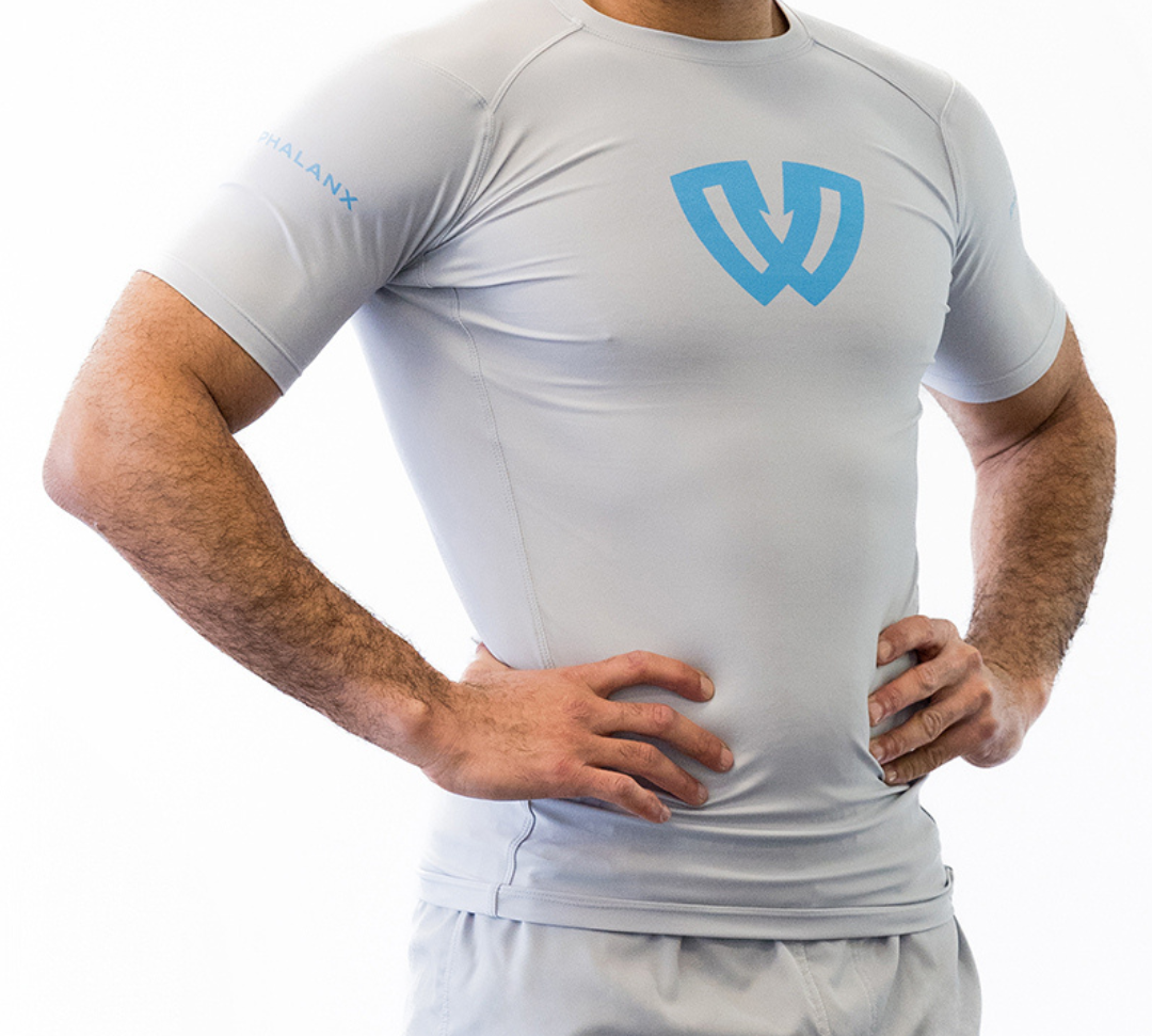 Phalanx Jiu-jitsu BJJ short-sleeve rash guard is perfect for training jiu-jitsu, no-gi grappling, MMA—mixed martial arts, Brazilian Jiu-jitsu, wrestling, and judo. It is also perfect for no-gi JJ or gi jiu-jitsu, and it can be worn at Spartan Race, Tough Mudder, Yoga—all athletics!
