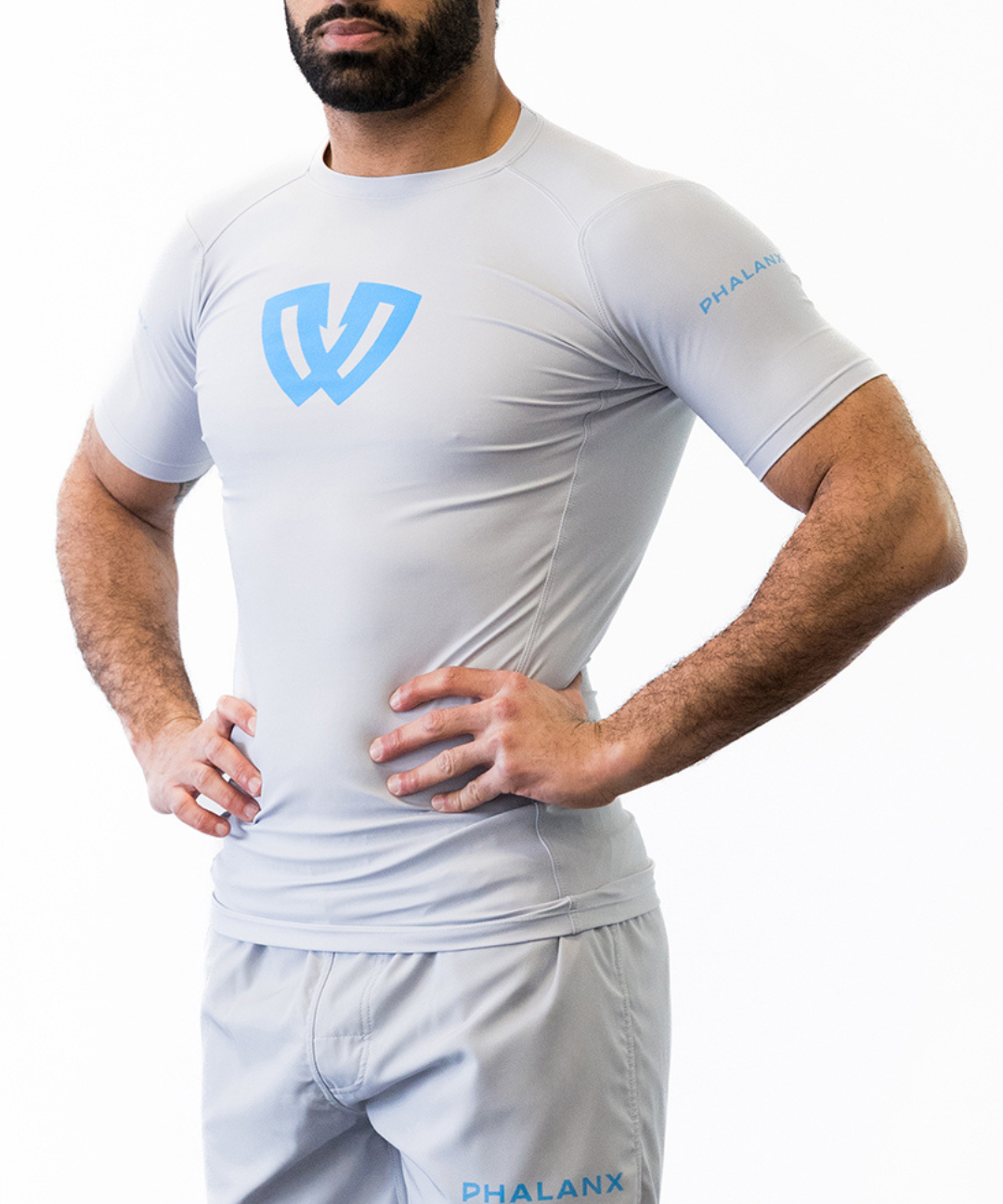 Phalanx Jiu-jitsu BJJ short-sleeve rash guard is perfect for training jiu-jitsu, no-gi grappling, MMA—mixed martial arts, Brazilian Jiu-jitsu, wrestling, and judo. It is also perfect for no-gi JJ or gi jiu-jitsu, and it can be worn at Spartan Race, Tough Mudder, Yoga—all athletics!