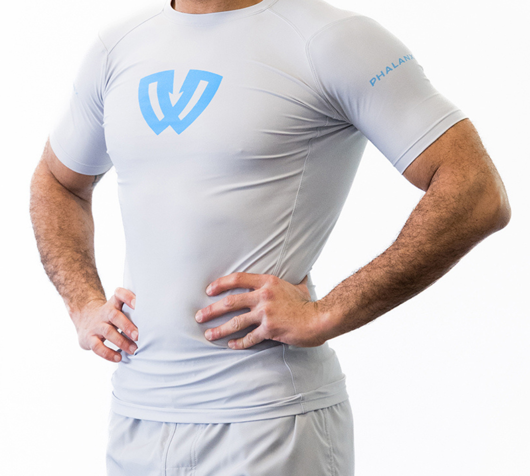 Phalanx Jiu-jitsu BJJ short-sleeve rash guard is perfect for training jiu-jitsu, no-gi grappling, MMA—mixed martial arts, Brazilian Jiu-jitsu, wrestling, and judo. It is also perfect for no-gi JJ or gi jiu-jitsu, and it can be worn at Spartan Race, Tough Mudder, Yoga—all athletics!